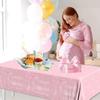 2Pcs A Sweet Little Girl is on Her Way Tablecloths,Pink Bow Baby Shower Decorations Coquette Bow Plastic Table Cover Pink Bow Birthday Party