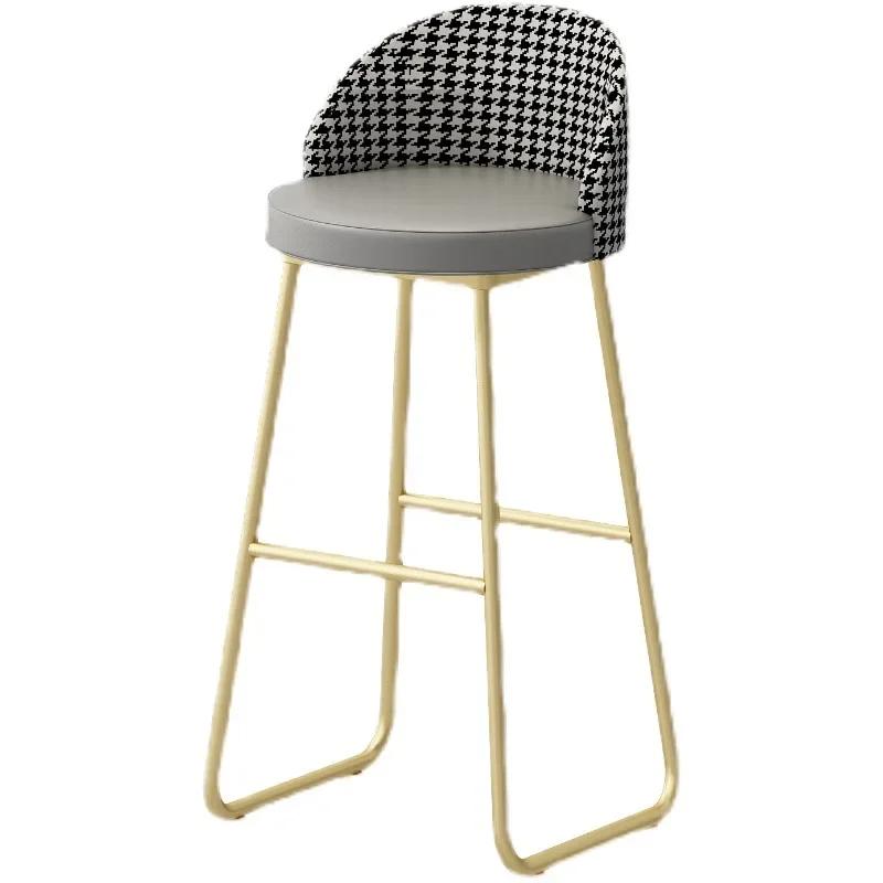 Nordic 65cm Leather Bar Stool – INS Luxury Design with Gold Legs, Backrest, Ideal for Kitchen & Home Bar