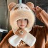 Cartoon Capybara Hat Scarf Set 3 in 1 Cartoon Plush Hat Fashion Scarf Hat Glove for Women  Girls