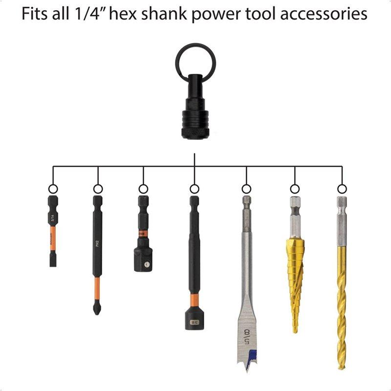 A84X-24PCS Bit Holders Keychain, 1/4 Inch Hex Shank Bit Holders, Quick-Change Design For Nut Driver, Screwdriver & Drill Bits