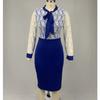 Plus Size Women's Lace Long Sleeve Bodycon Dress Elegant High Waist Patchwork Midi Office Dress