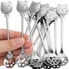 Stainless Steel Cat Claw Coffee Spoon Small Stirring Spoons Ice Cream Cake Dessert Teaspoon Scoops Tableware Kitchen Tools