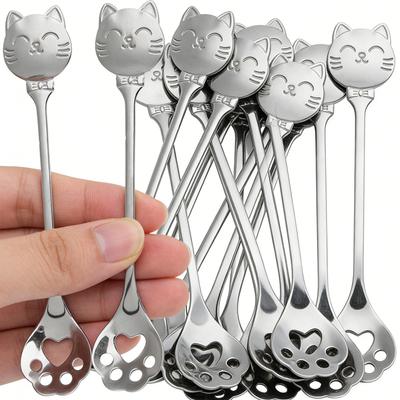Кошачья лапка из нержавеющей стали Кофейная ложка Маленькие перемешивающие ложки Ложки для мороженого, торта, десерта Чайные ложки Лопатки Столовые приборы Кухонные принадлежности