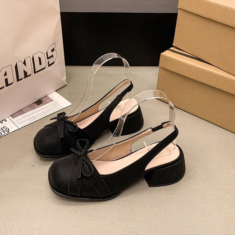 Baotou Thick Heel Summer Sandals Female Outer Wear Fairy Style 2025 New French Bow Mary Jane JK Single Shoes