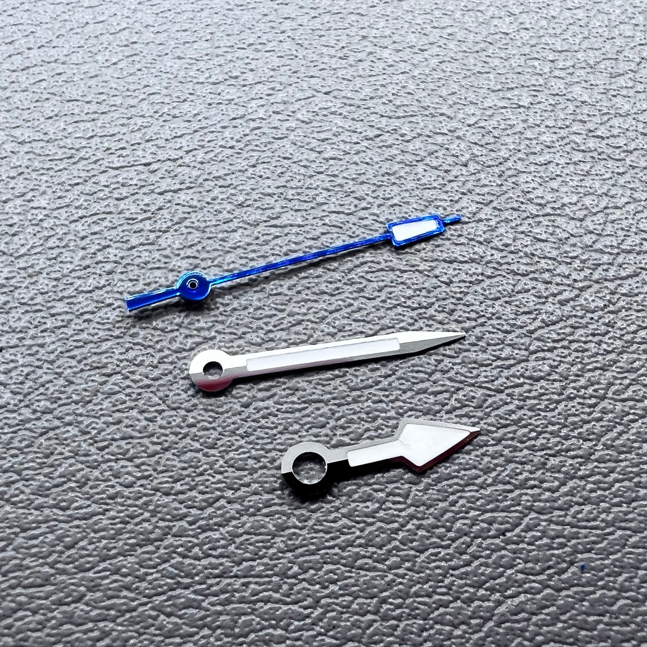 Green Lume Arrow Shape Silver Trim Blue Second Hand Watch Hands Fit NH35 NH36