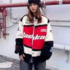 Vintage závodní bunda dámská nadměrná korejská streetová móda motocyklová hip hop bunda barevně sladěná baseballová podzimní zimní