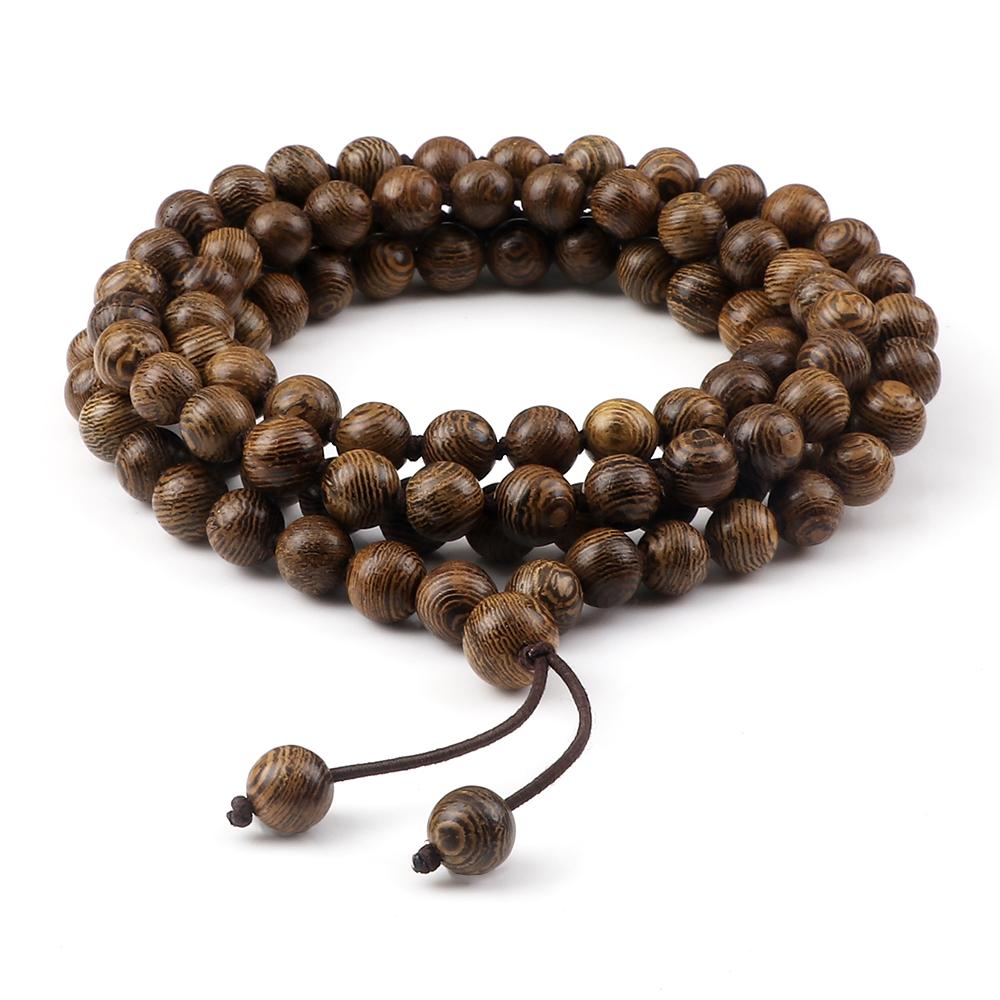 

108 Wooden Prayer Beads Bracelet Mala 8mm Rosary Knotted Braided Bangle Fashion Men Jewelry for Women Gift Yoga Tibetan Buddhist