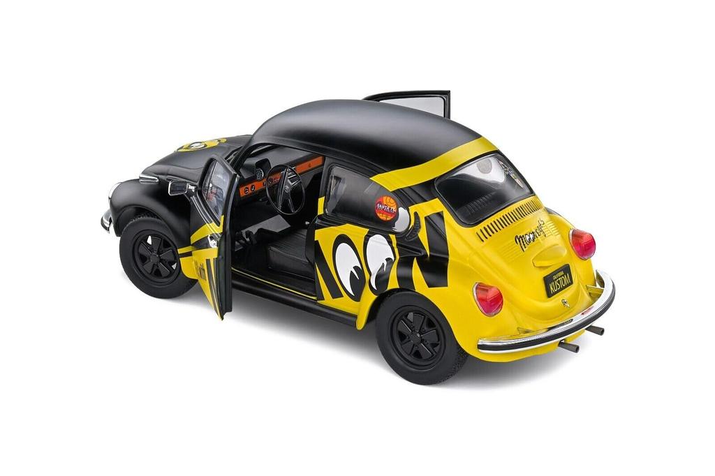 Solid Volkswagen Beetle Diecast Car 1/18 Scale BEETLE 1303 1974 (Black/Yellow) [Parallel Import]