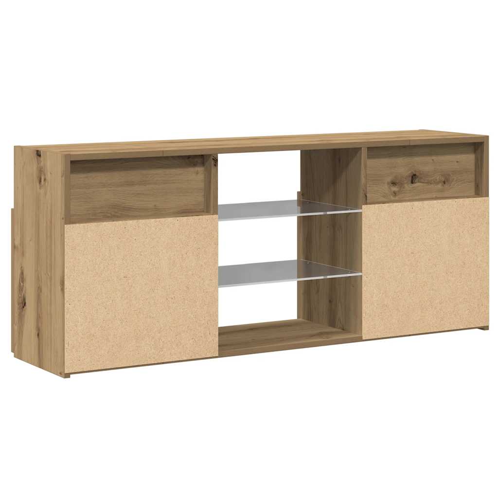 TV Cabinet with RGB LED Lights Artisan Oak Finish 120 x 30 x 50 cm