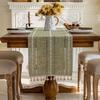 Emanqiyun Table Runner - Modern Minimalist Solid Color Tea Tablecloth With Hollowed-out Tassels - Decoration For Coffee Tables