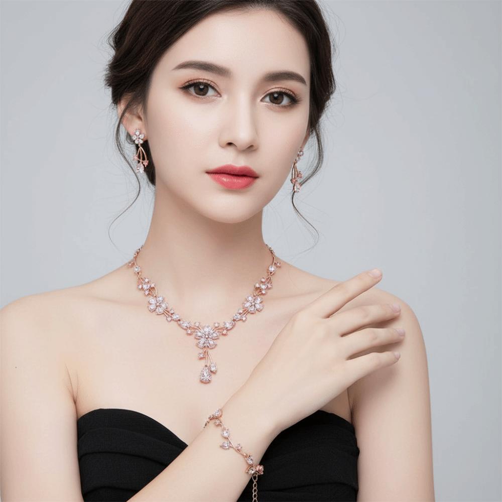 Sparkling Women's Rhinestone Jewelry Set Stud Earrings Bridal Crystal Jewelry Set Party Banquet