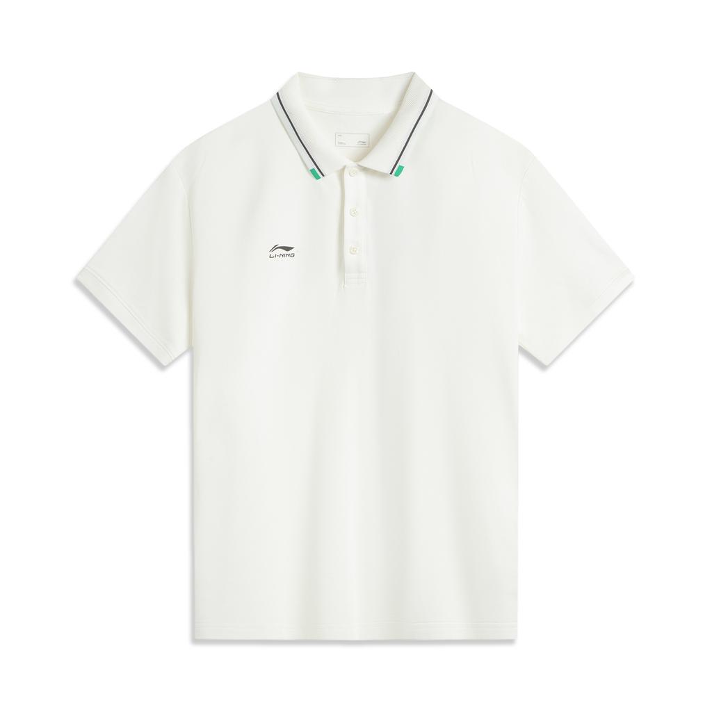 Li-Ning Color Block Comfortable Breathable Versatile Short Sleeve Polo Shirt Men Tops Off-White APLV063-1