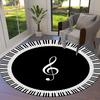 Black and white music keys Round Area Rug,Carpet Rug for Living Room Bedroom Sofa Playroom Decor,Non-slip Floor Mat