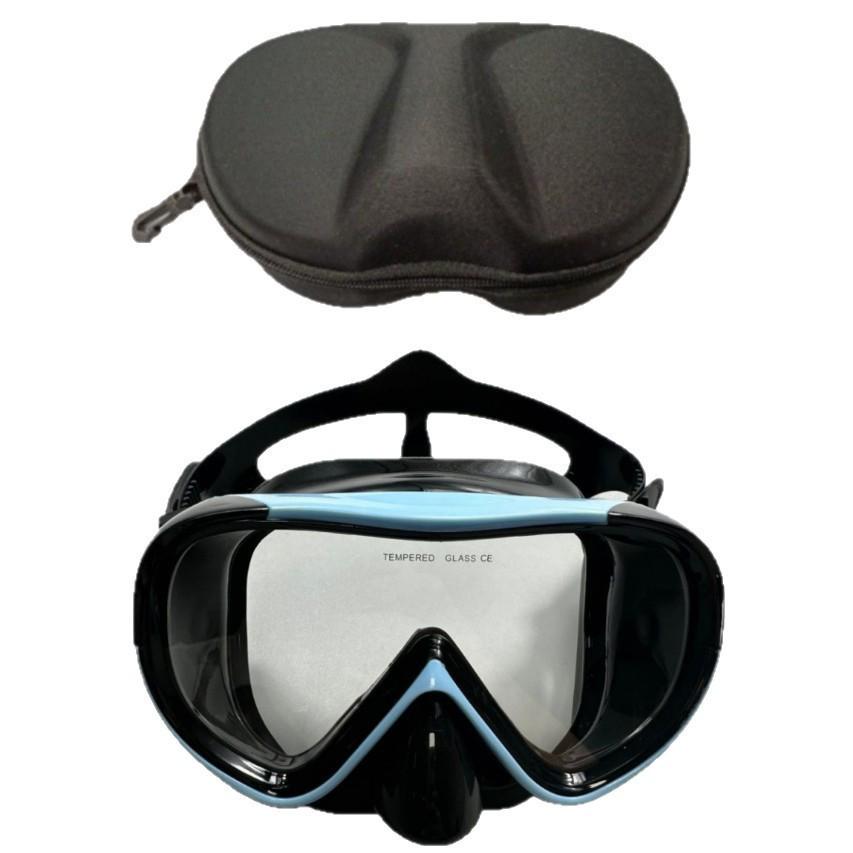 High-Definition Anti-Choke Diving Goggles with Integrated Nose Protector for Nearsighted Men and Women, Includes EVA Case