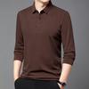 Spring Autumn Polo Shirts Men Business Casual Elastic Polos Solid Color Print Long Sleeve Tees