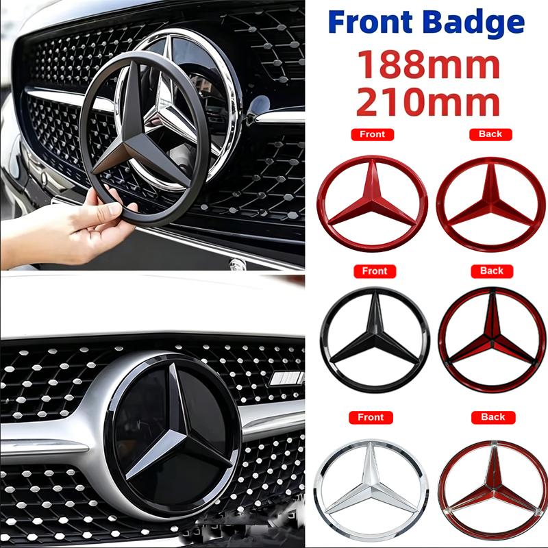 1Pcs 210mm 188mm Car Front Grill Badges Lid Covers Logo Cover For Mercedes Benz AMG class GLK W206 W220 A180 W211 W205 W203 GLC