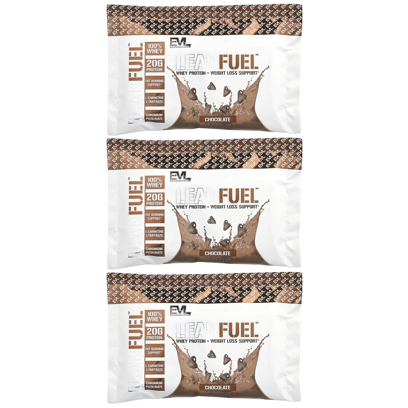 

EVLution Nutrition, LeanFel™, Chocolate, 3 Packs, 1 oz (29.5 g) Each