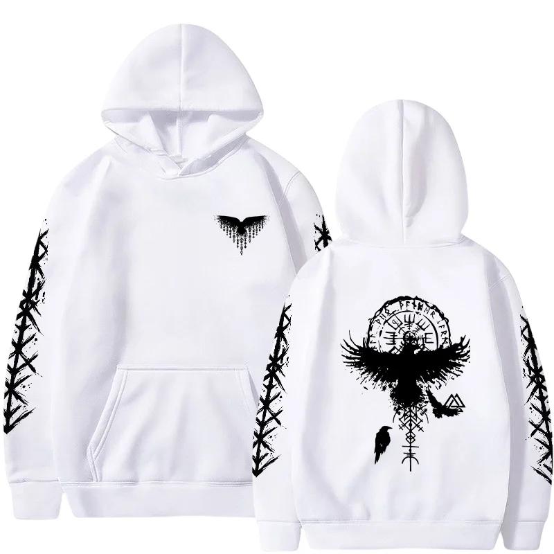 Autumn Winter Daily Casual Sporty Jogger Outwear Fashion Top 2025 New Arrival Men's Sweatshirt Ancient Raven Print Hoodie