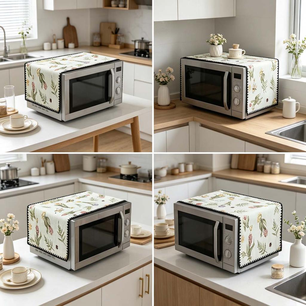 30x90cm Dust Resistant Cotton Linen Microwave Cover Household Linen Cloth
