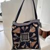 New niche retro satin printed silk scarf bag fashionable large-capacity portable shoulder bag trendy