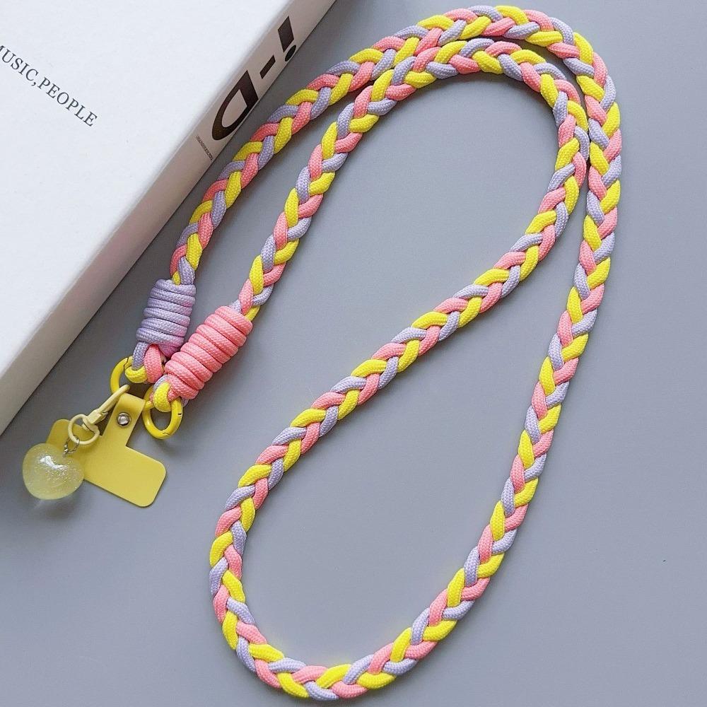 Universal Nylon Braided Phone Lanyard Detachable Colorful Shoulder Strap Anti-lost Neck Hanging Cord Phone Charm Accessories