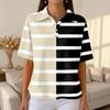 Women's Fashion Casual Lapel Short Sleeve Color Shirt Women's Up Tops