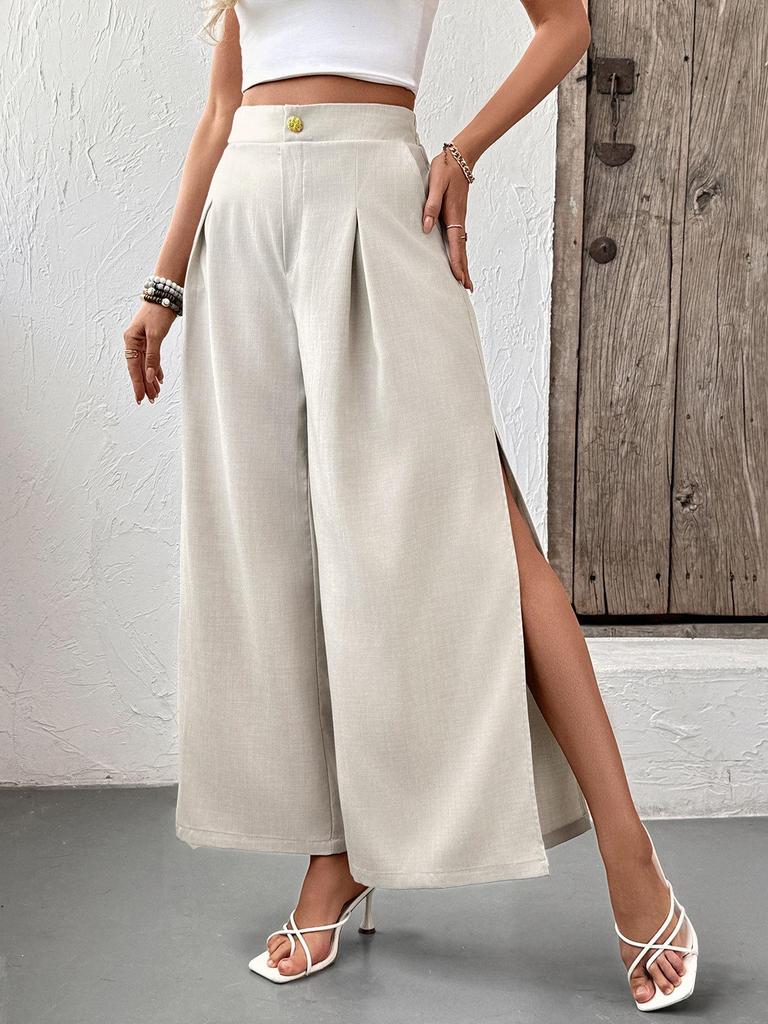 Elegant High Waist Wide Leg Formal Trousers for Women