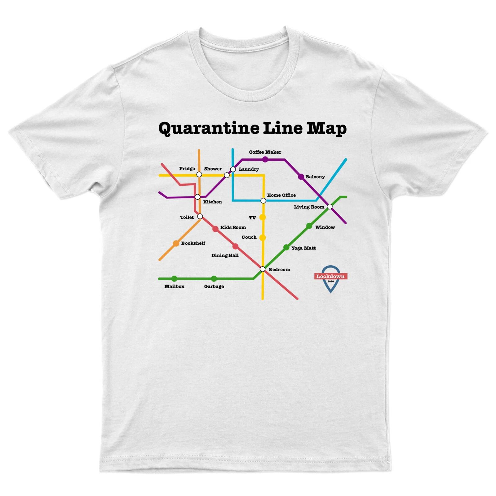 

Funny Quarantine Line Map Mens T shirt Social Distancing 2022 Lockdown Tee Top M