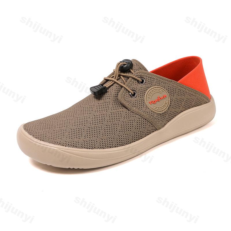 

2026 Spring New Barefoot Wide Head Fashi Trend Casual Sport Shoes Men s Fly Weave Breathable Comfortable Low Top Flat Sneakers 46 коричневий