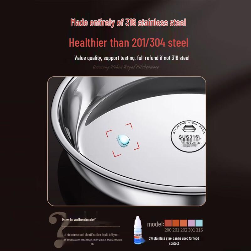 Verdickte Runde Servierplatte aus Edelstahl