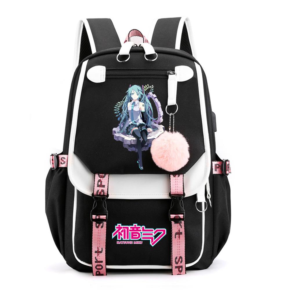 Anime Hatsune Miku Potisk Batoh Školní taška pro Teenagera Studenta Dívku Chlapce Taška na knihy Velká kapacita vodotěsný Cestovní taška Dárek Ruksak