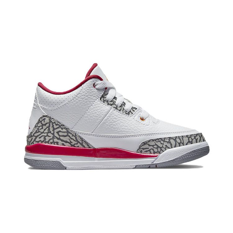 Air Jordan 3 Retro PS Cardinal Red Kids Sneakers White Light-Curry Cement-Grey 429487-126