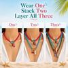 3pc Summer Layered Beaded Dopamine Necklace Set - Colorful Fish and Starfish Charms, Chunky Stack Layering Beach Style Multi-layer Resin Pendant