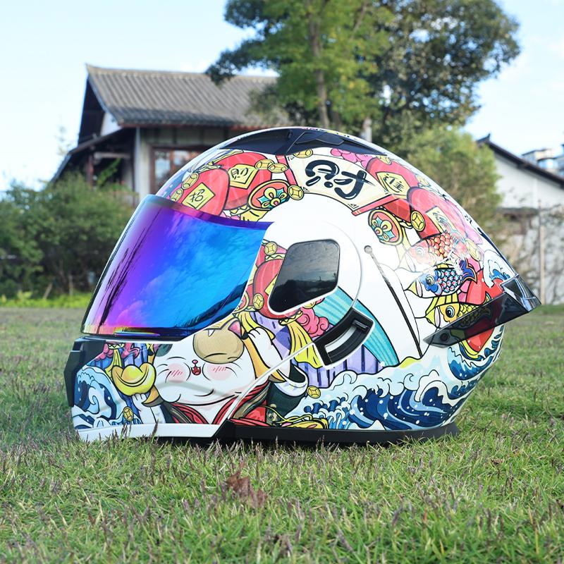 ORZ Flip Up Motorcycle Helmet Modular Full Face Dual Visor DOT Approved Street Bike Touring Crash Helmet