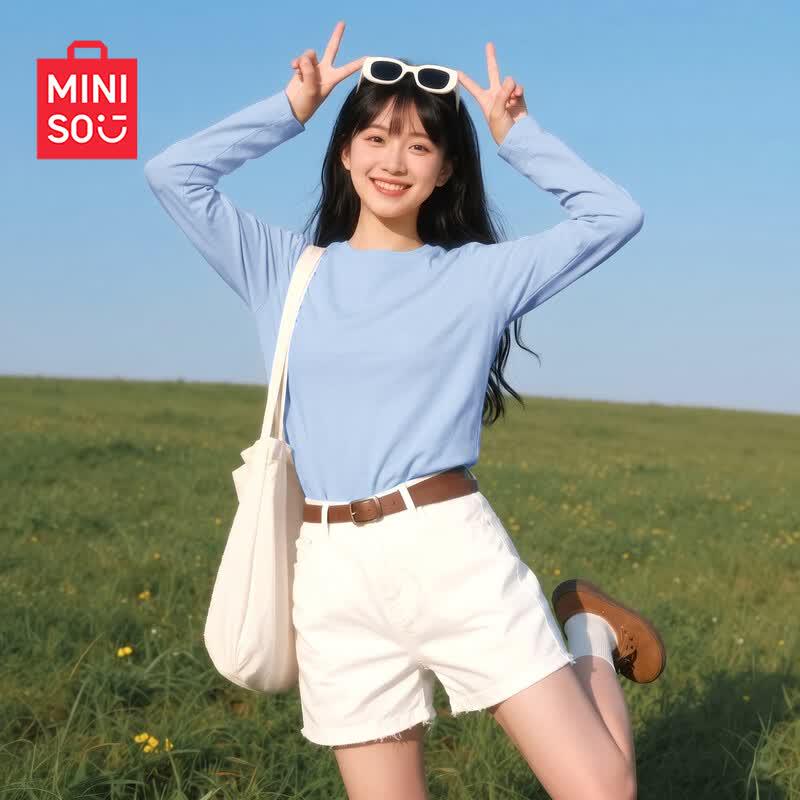 MINISO Women s Pure Cotton Loose Long Sleeve T-Shirt L