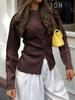 Spring/Summer 2026 Women's High-End Solid Color Buttoned Knitwear - European/American Style