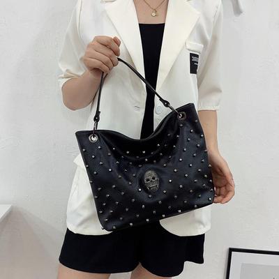 Bolsa feminina couro pu bolsa crossbody bolsa gótica caveira bolsa de alta qualidade moda rebite punk bolsas de ombro femininas