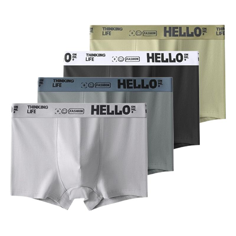4Pcs Men's Underwear Comfortable Boxer Briefs Teenager Undershorts Breathable Antibacterial Shorts