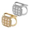 Square Faux Pearl Scarf Ring Rhinestone T-shirt Tie Clip Shawl Silk Scarves Ring Wrap Holder Clasp Slide Buckle Women Clothing Accessories