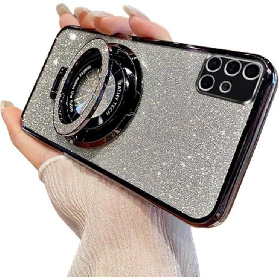 Case for Samsung Galaxy A71 4G Case Glitter Sparkly Diamond Luxury Plating Silicon TPU Soft Cover Camera Protector with Magnetic Ring Stand Holder