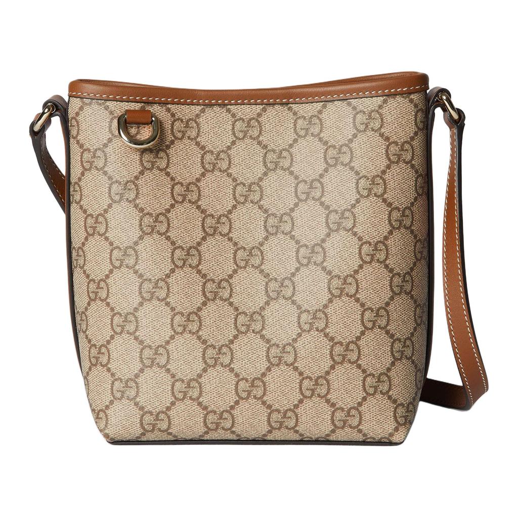 Gucci GG Canvas Leather Bucket Crossbody Bag Beige Brown Daily Commute Travel 847090-FAEUC-9758