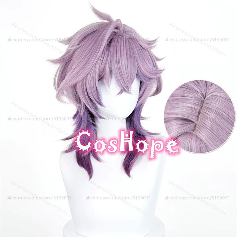 Durin Cosplay Wig 55cm Long Purple Gradient Wig Cosplay Anime Heat Resistant Synthetic Wigs for Halloween Carnival Party Costume