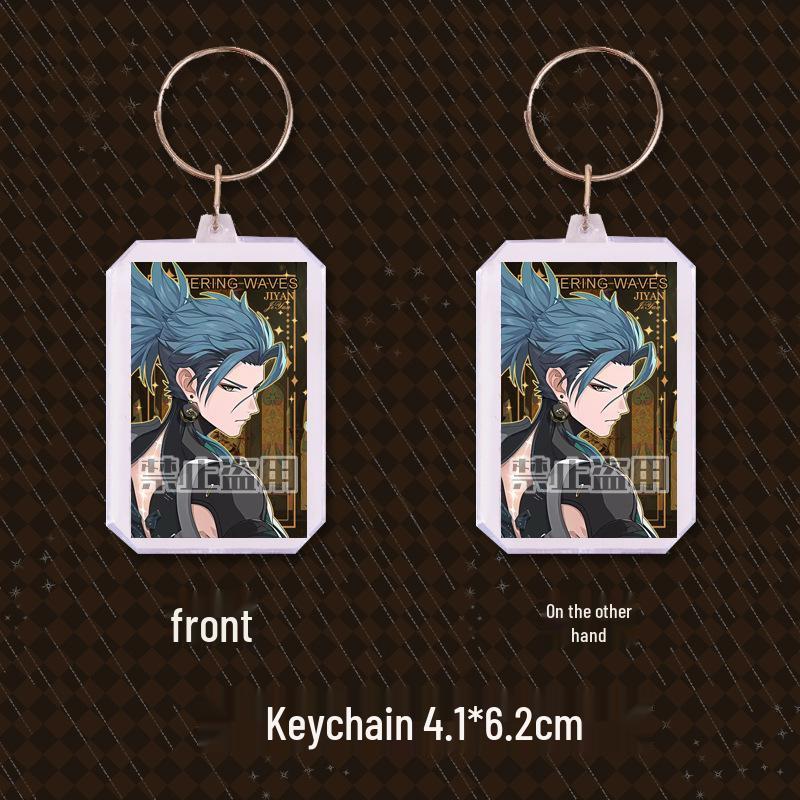 Wuthering Waves Badge & Jiyan Keychain Set: Laser Ticket Stub, Anime Merchandise, Postcard, Bookmark, Gift Badge