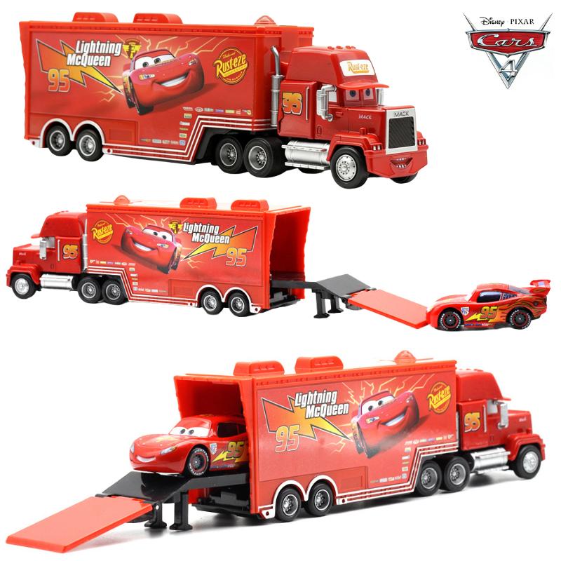 Sale Disney Pixar Cars Toys Lightning McQueen Chick Hicks Mack Truck and Car Set Collection Die Metal Model Birthday Gift