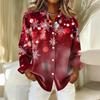 Dameskjorte med blomsterprintknapper, langermet avslappet vanlig skjorte bluser avslappet plussstørrelse basic topper