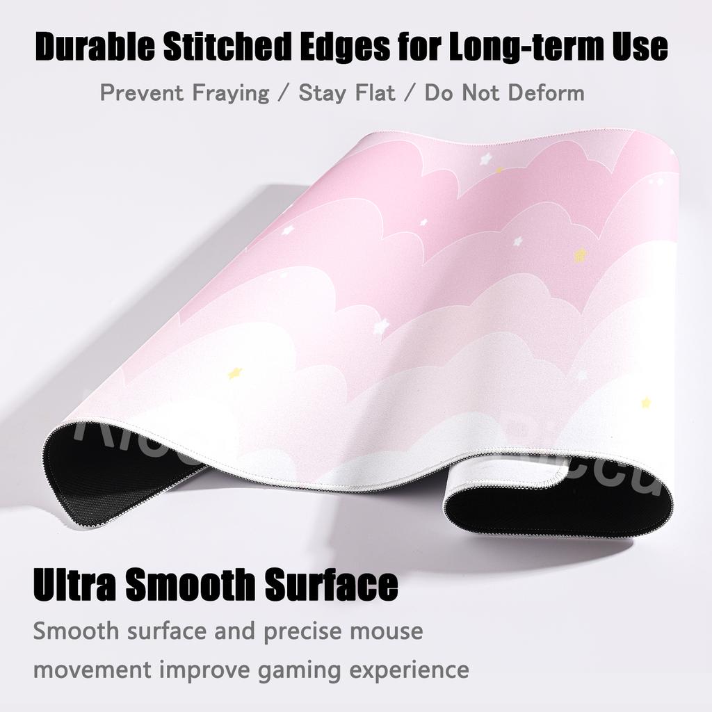 Pink Cloud Desk Mat Kawaii Large Mouse Pad XXL Cute Office Rubber DeskPad Extended Pads Gaming Keyboard Accessories Large Mats