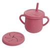 Silicone Baby Straw Cup - Cute Training Sippy Cup with Handles, Straws, Lids - Reusable Snack Cups Feeding Supplies for Toddlers