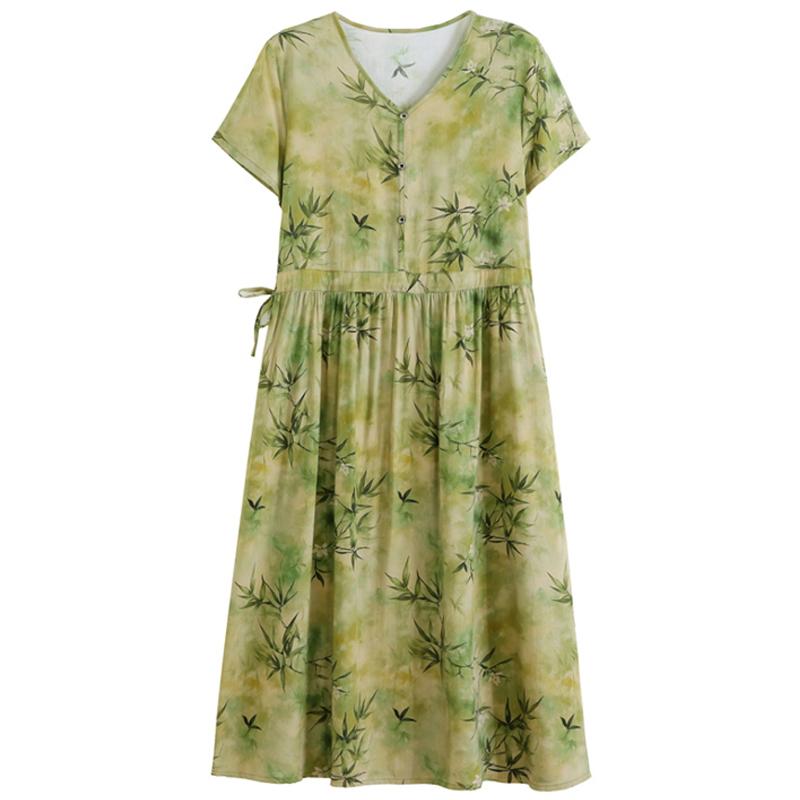 Elegant Women Dresses Summer Plus Size Vintage Clothes Short Sleeve Casual Long Dress