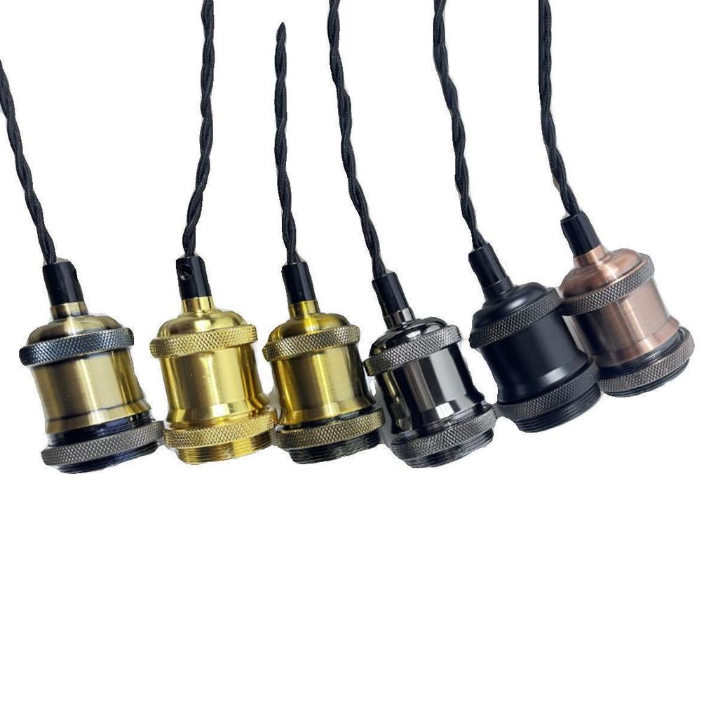 Retro E27 Screw Base Pendant Lamp Holder with Twisted Cord and Switch