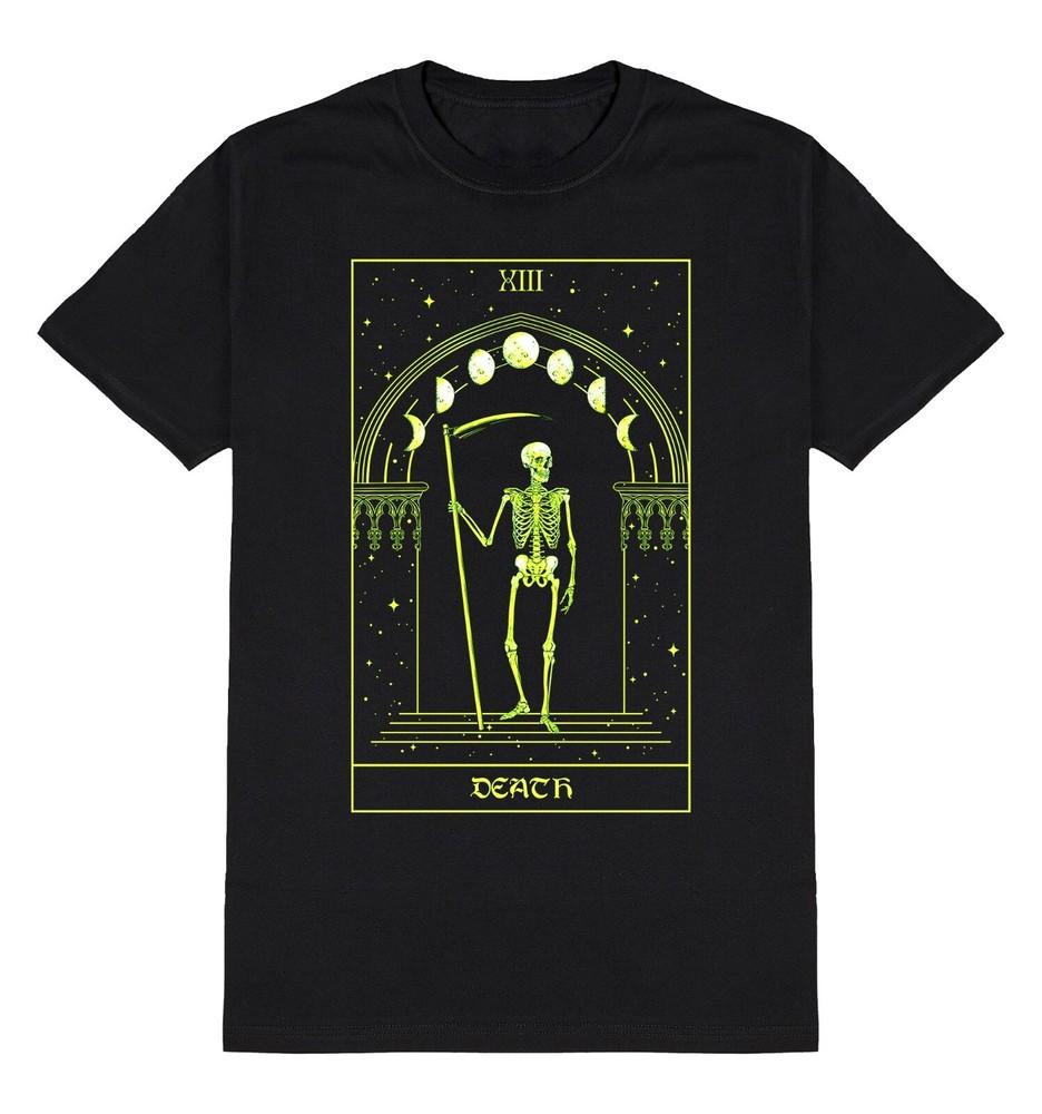 

Мужская футболка с картой Таро Смерть, готическая, с мрачным жнецом, скелетом, готическая одежда ужасов 4XL